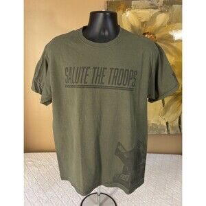 Salute The Troops American Flag #99 Sprint Car Wrap Around 2 Sided Green Tee L